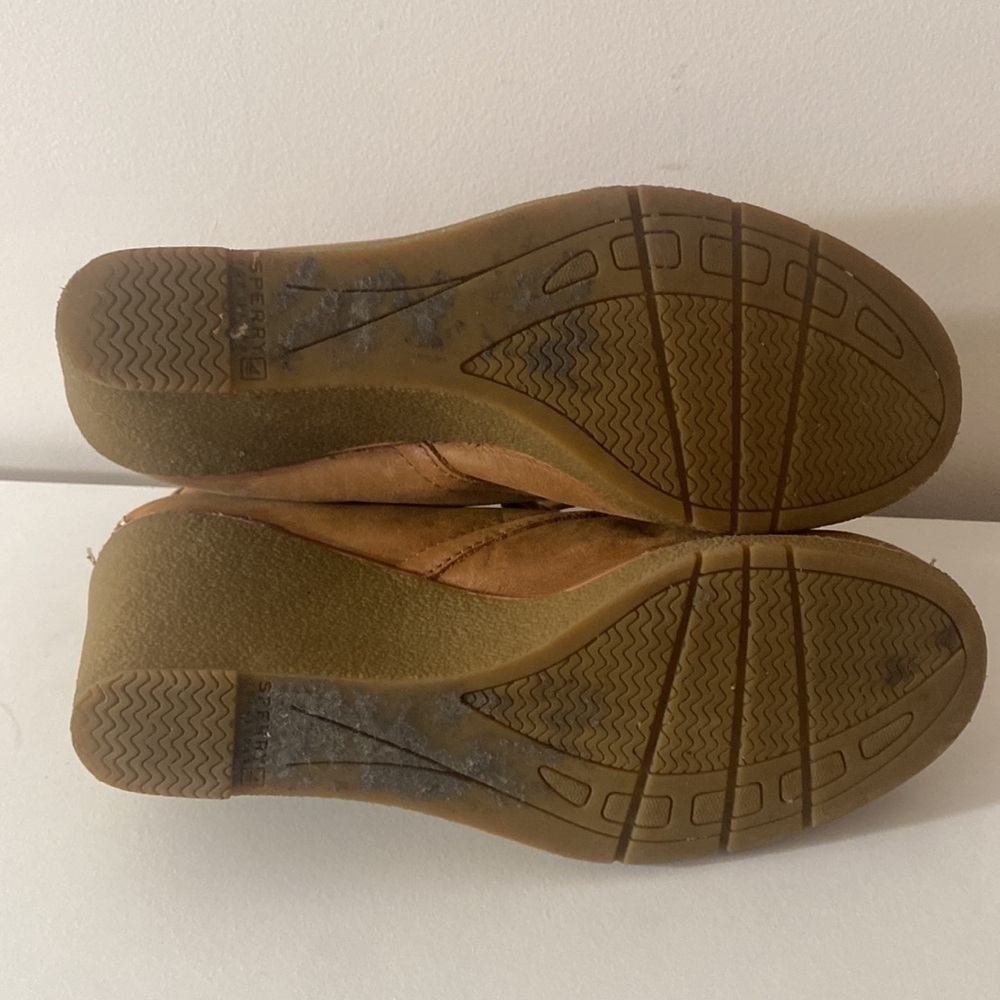 Sperry Brown Leather Top Sider Wedges Booties Size 7 - Picture 12 of 14